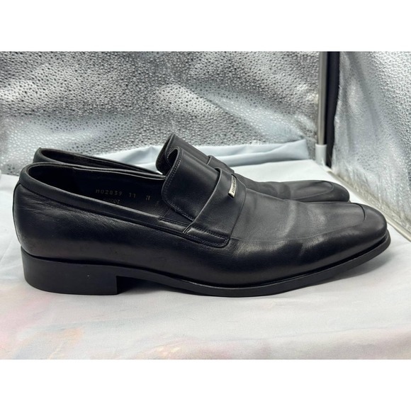 Bruno Magli Maioco Penny Loafers Mens Size 11 Black Leather Slip On Dress Shoes - Picture 7 of 12